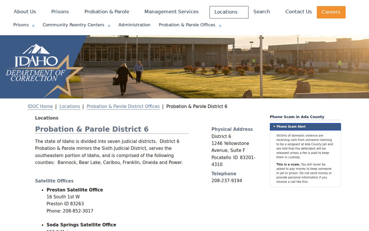Bannock County arrest history and IDOC District 6