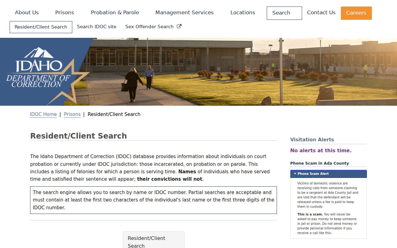 Bannock County arrest record transfer to IDOC search