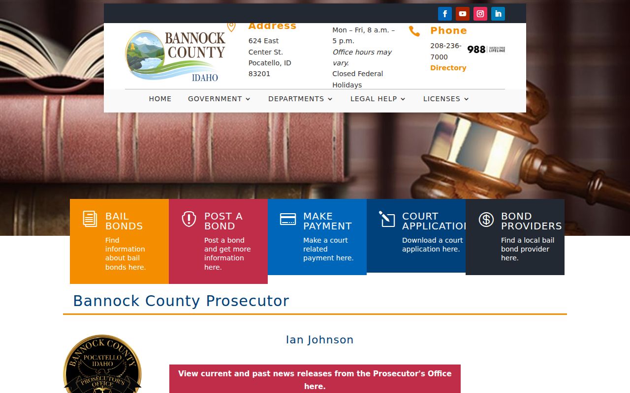 Bannock County prosecutor criminal court case information
