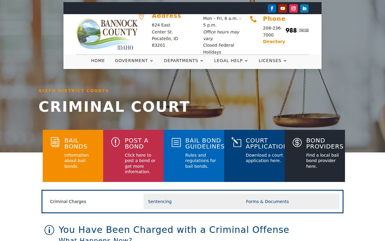 Bannock County criminal court process information
