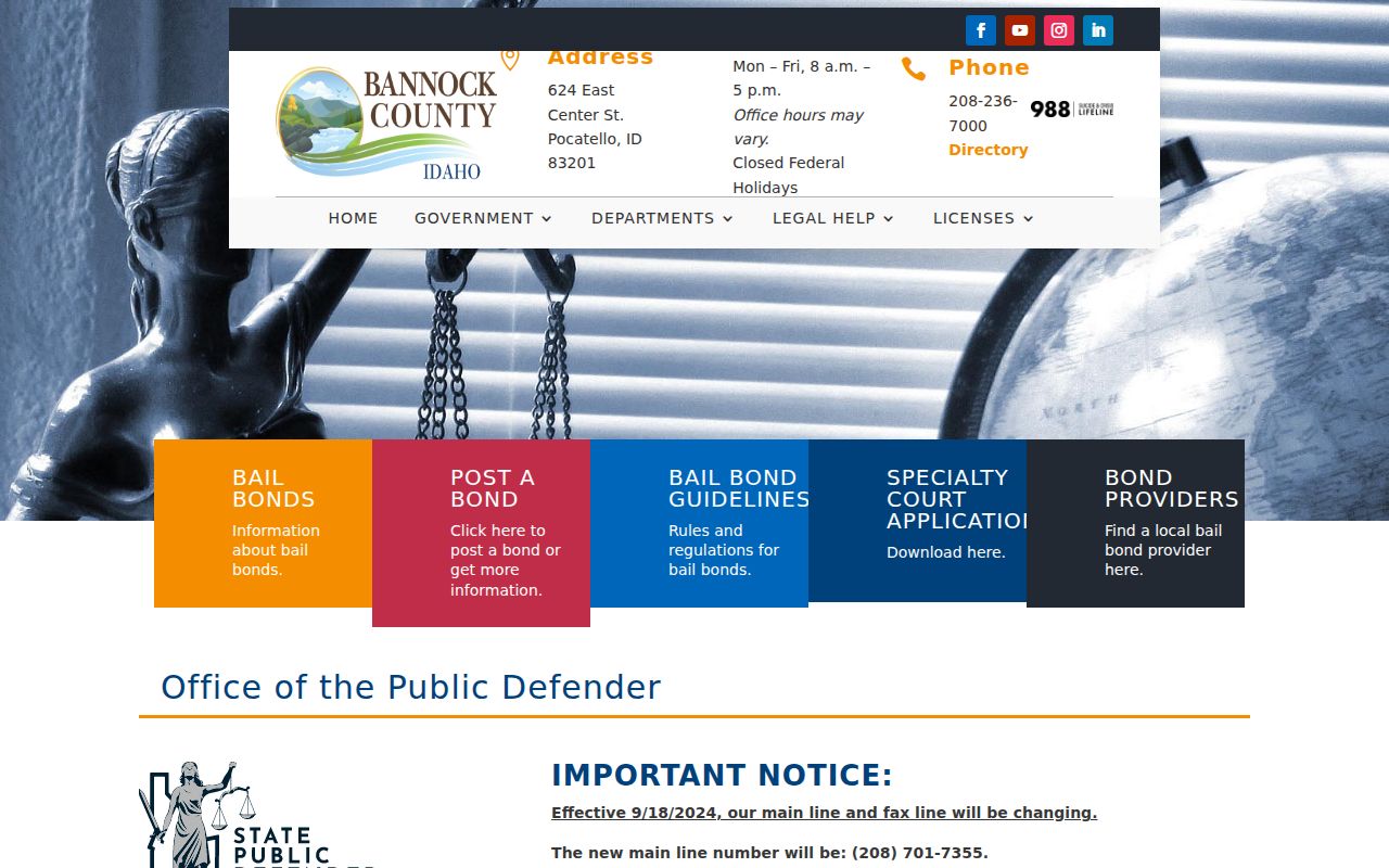 Bannock County public defender criminal case information