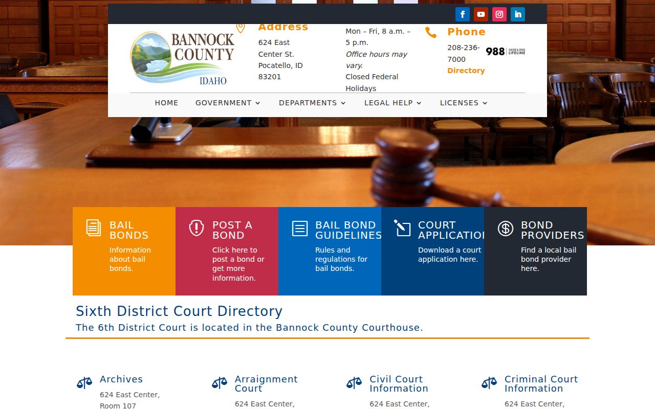 Bannock County criminal court case directory