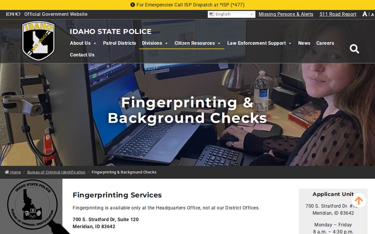 Idaho BCI official Bannock County criminal history check information