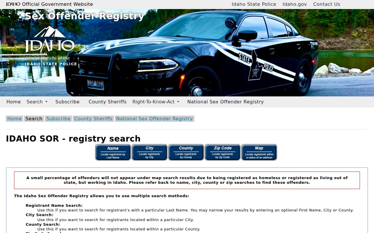 Bannock County sex offender search on the Idaho registry