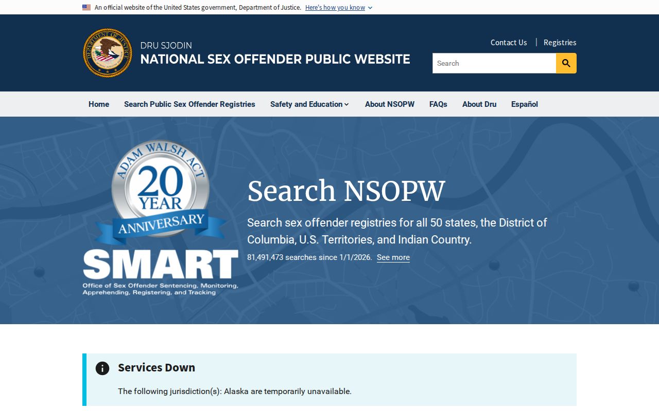 National search layer for Bannock County sex offender records