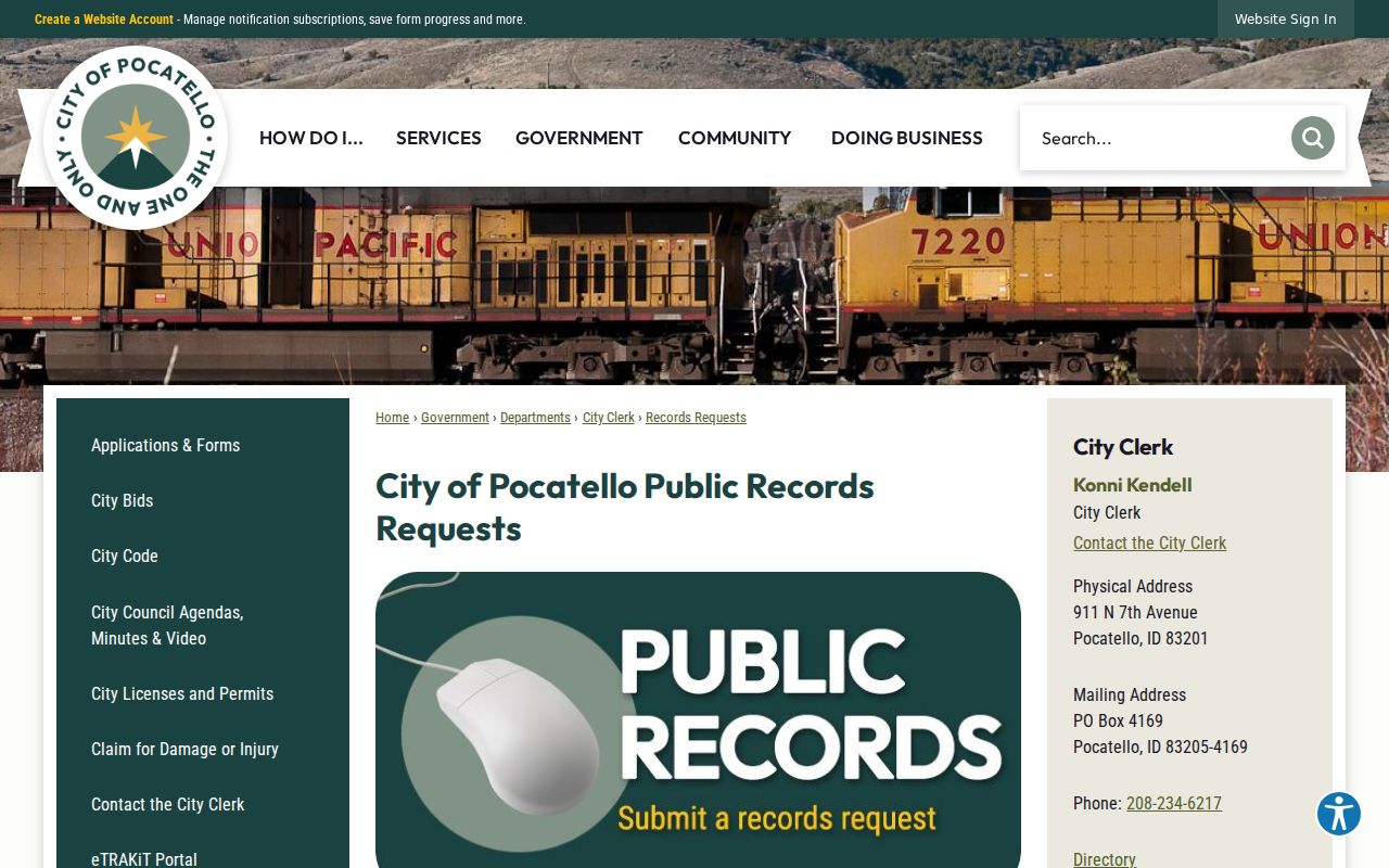 Pocatello city records request instructions